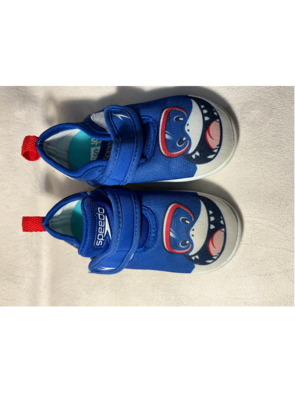 Speedo Kids Surfwalker Water Shoes Blue Shark Graphic Size 5/6 Hook Loop Strap‎